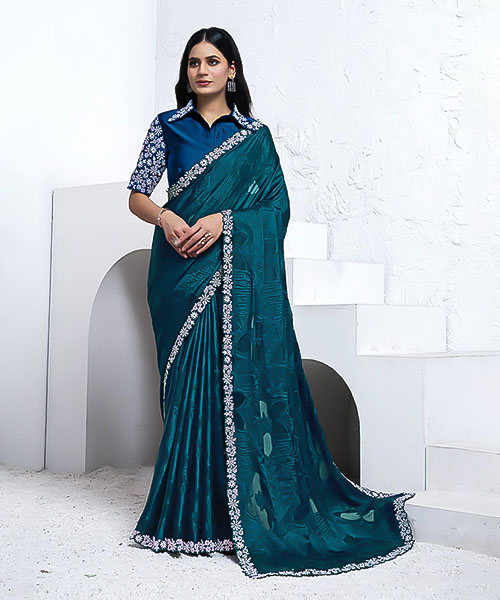 Blue Pattern Georgette Party Wear Saree