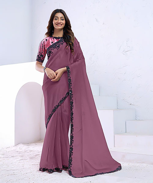 Pink  Crush Pure Silk Party Wear Saree in france