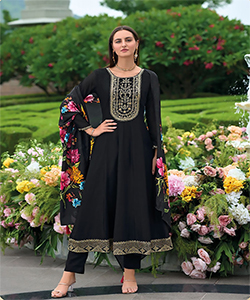 Black Cotton Anarkali Suit