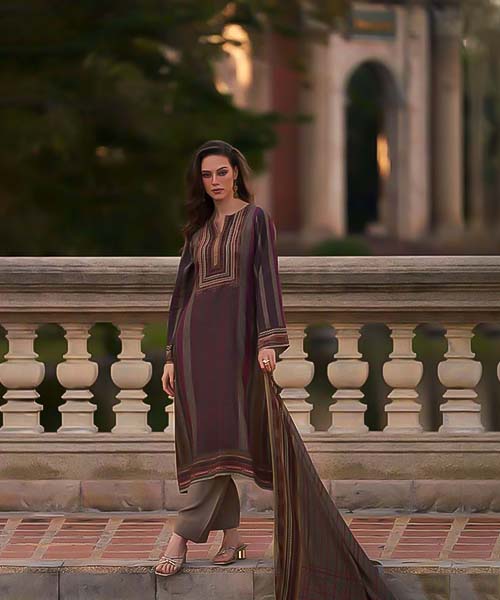 Violet Muslin Silk Party Wear Salwar Kameez