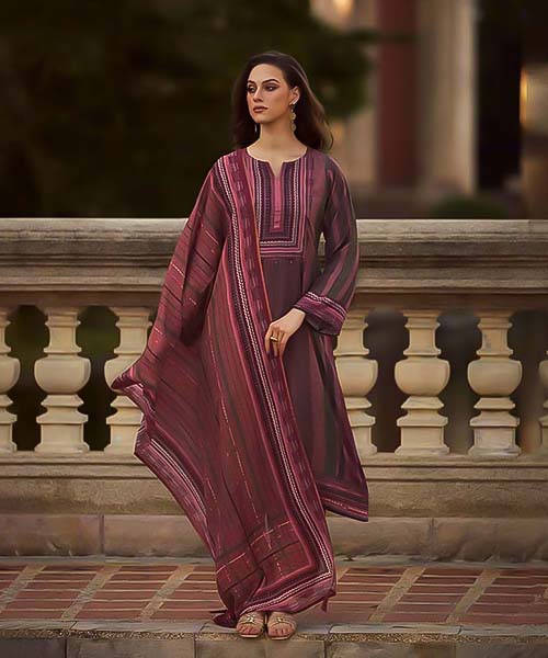 Magenta Muslin Silk Party Wear Salwar Kameez