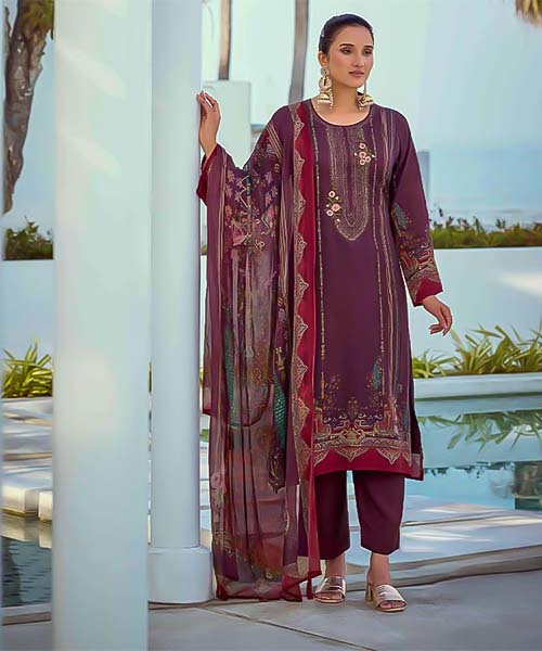 Purple Jam Cotton Casual Wear Salwar Kameez