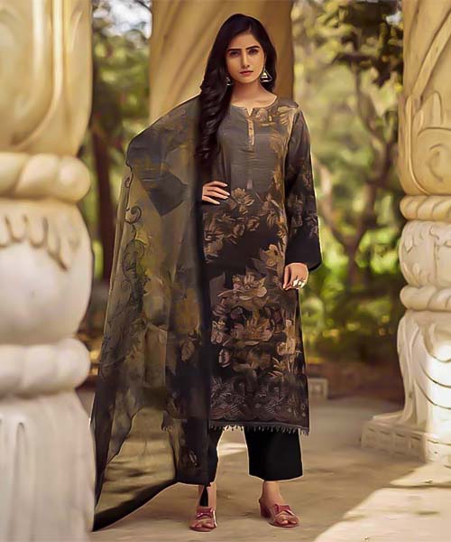 Black Jam Cotton Casual Wear Salwar Kameez