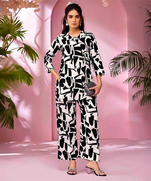 Black and White Rayon Printed Kurti in northampton