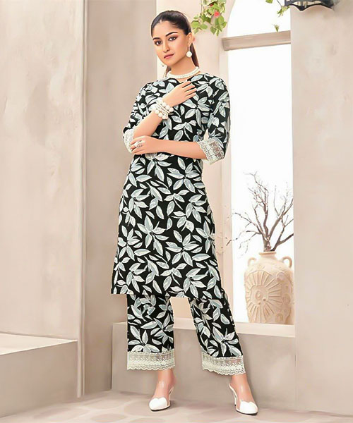 Black  Rayon Printed Kurti in blackpool