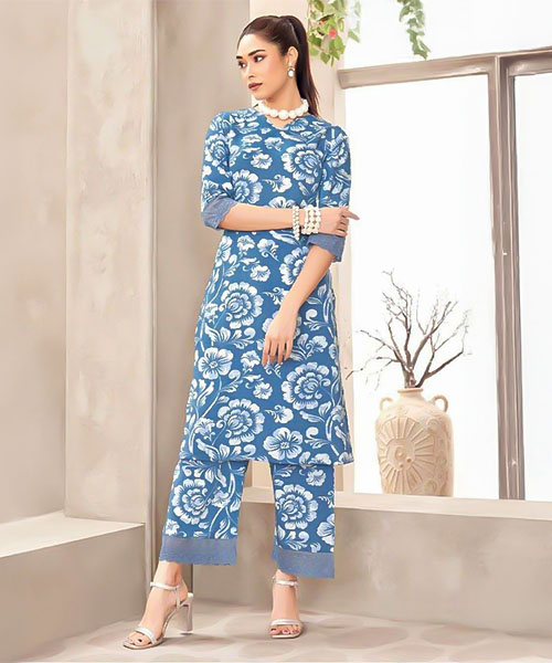 Blue   Rayon Printed Kurti in blackpool