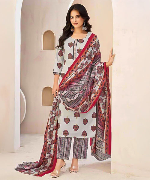 White  Cotton Casual Wear Salwar Kameez in liverpool