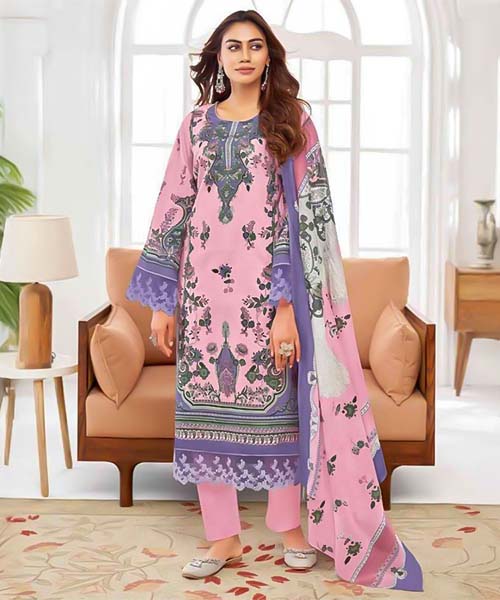 Purple  Lawn Cotton Printed Salwar Kameez in bolton