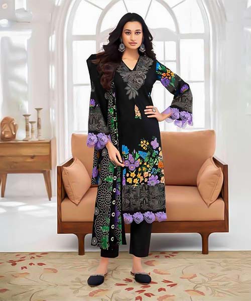 Black  Lawn Cotton Printed Salwar Kameez in bolton