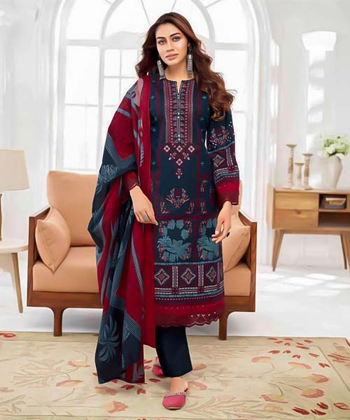 Blue Lawn Cotton Printed Salwar Kameez in bolton