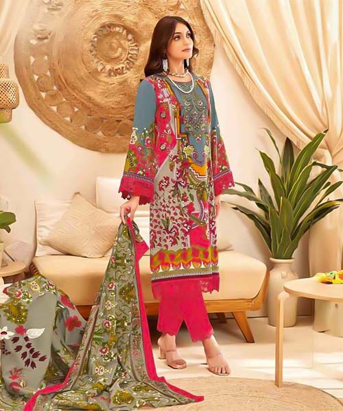 Pink  Cotton Printed Salwar Kameez in mumbai