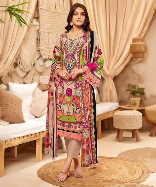Pink  Cotton Printed Salwar Kameez in mumbai