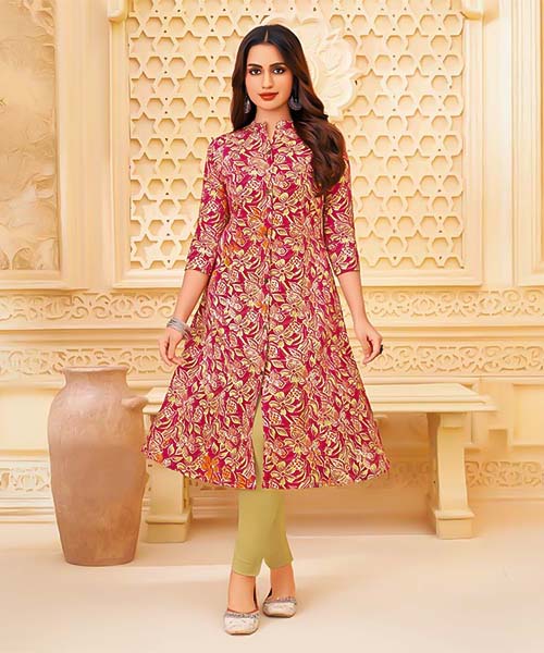 Red Cotton Blend  Printed Kurti in louisville