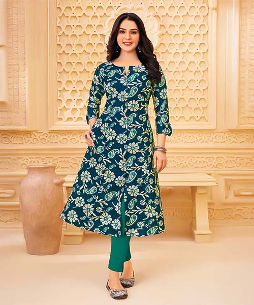 Blue Cotton Blend  Printed Kurti in louisville