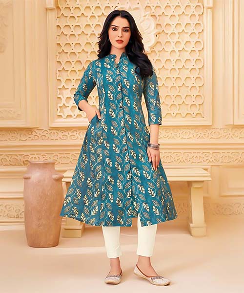 Blue Cotton Blend  Printed Kurti in louisville