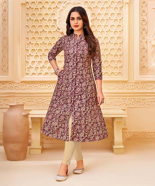 Brown  Cotton Blend  Printed Kurti in louisville