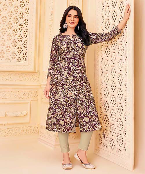 Violet Cotton Blend  Printed Kurti in louisville