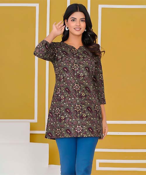 Brown Cotton Casual Wear Kurti in united kingdom