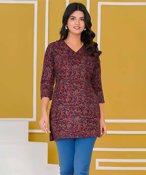 Brown Cotton Casual Wear Kurti in united kingdom
