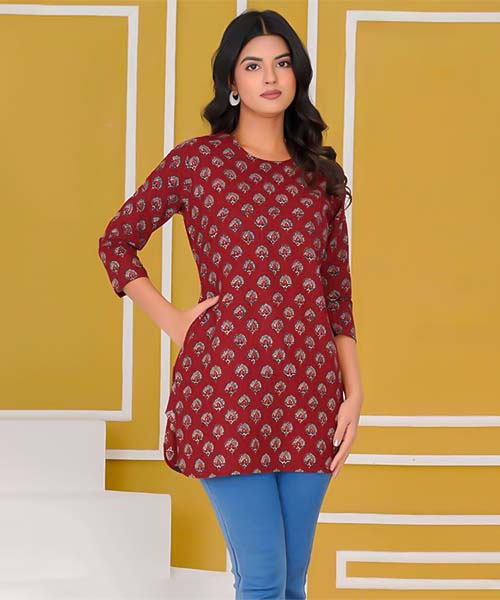 Red Cotton Casual Wear Kurti in united kingdom