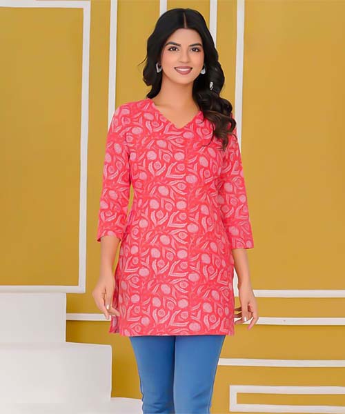 Orange Cotton Casual Wear Kurti in united kingdom