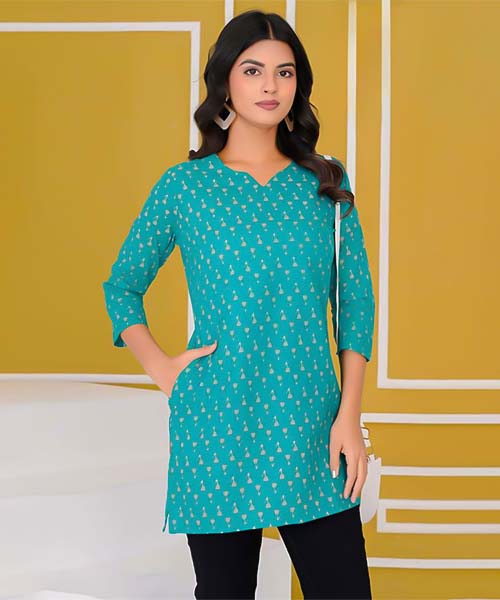 Blue Cotton Casual Wear Kurti in united kingdom