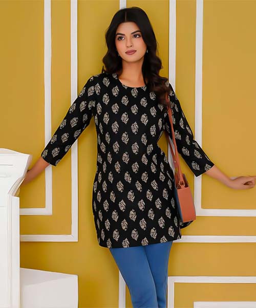 Black  Cotton Casual Wear Kurti in united kingdom