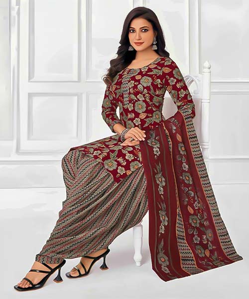 Brown  Cambric Cotton Printed Salwar Kameez in czech republic