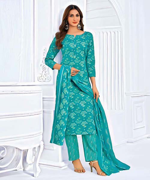 Cyan Cotton Casual Wear Salwar Kameez in tucson