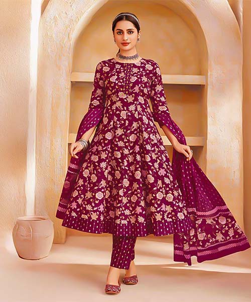 Magenta  Cotton Casual Wear Salwar Kameez