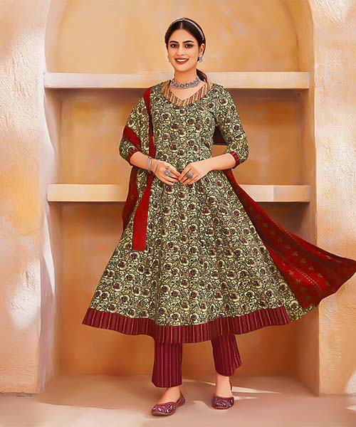 Yellow Cotton Casual Wear Salwar Kameez
