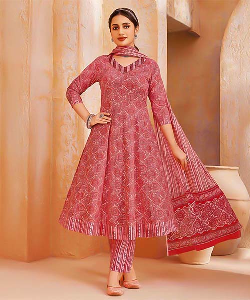 Orange  Cotton Casual Wear Salwar Kameez