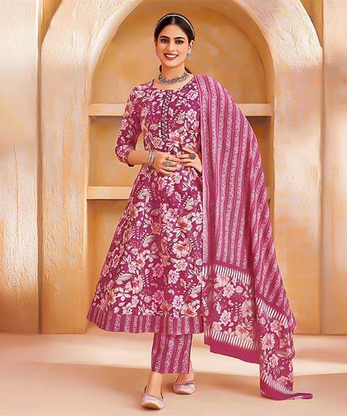 Pink  Cotton Casual Wear Salwar Kameez