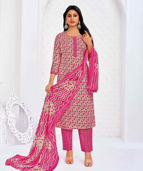 Pink  Cotton Casual Wear Salwar Kameez in oxford
