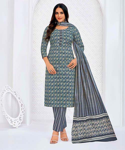 Grey Cotton Casual Wear Salwar Kameez in oxford