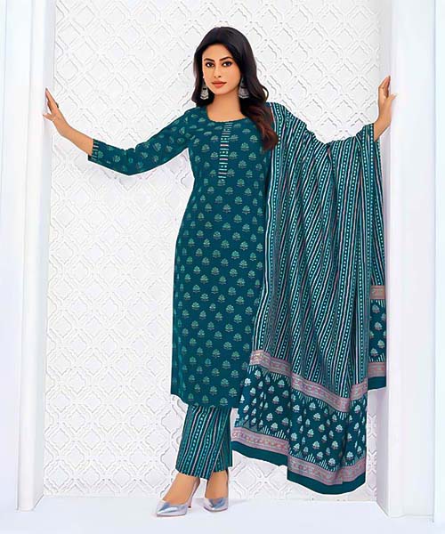 Blue Cotton Casual Wear Salwar Kameez in oxford