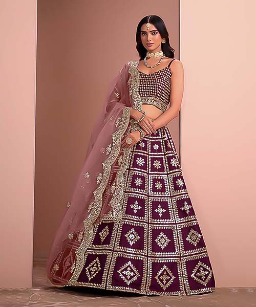 Magenta Art Silk Designer Lehenga