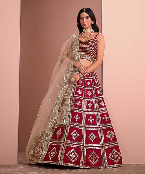 Red  Art Silk Designer Lehenga