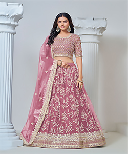 Pink Net Partywear Lehenga