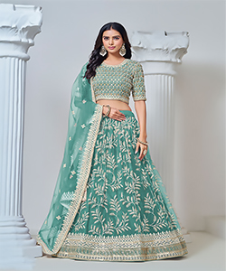 Sky blue Net Partywear Lehenga