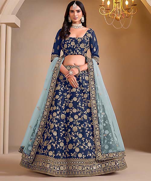 Blue Silk Designer Lehenga in portugal