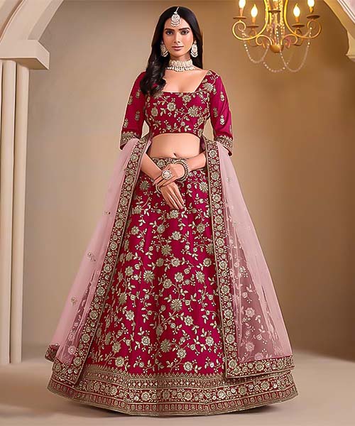 Red  Silk Designer Lehenga in portugal