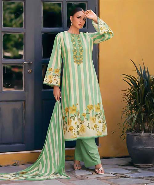 Green  Jam Satin Casual Wear Salwar Kameez