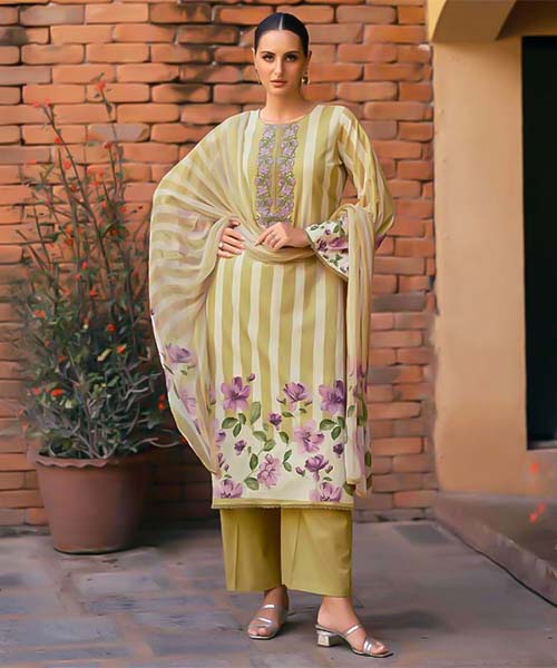 Yellow Jam Satin Casual Wear Salwar Kameez in chicago
