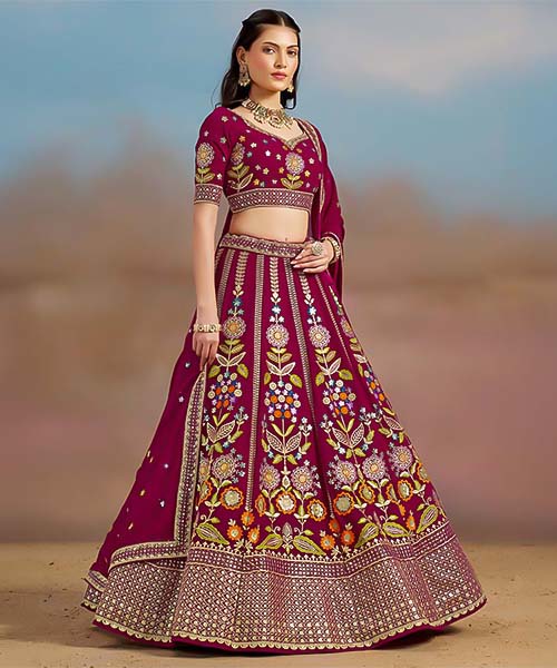 Red  Georgette  Designer Lehenga