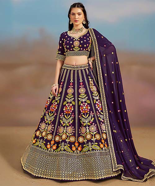 Violet Georgette  Designer Lehenga