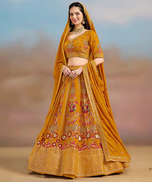 Yellow Georgette  Designer Lehenga