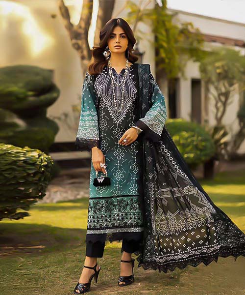 Black  Lawn Cotton Printed Salwar Kameez