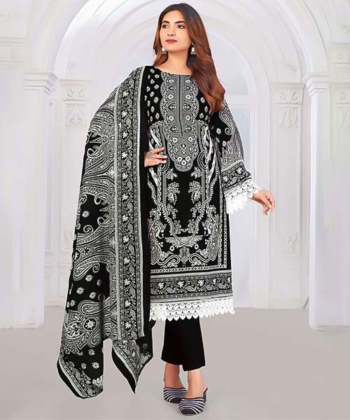 Black  Lawn Cotton Casual Wear Salwar Kameez in bristol