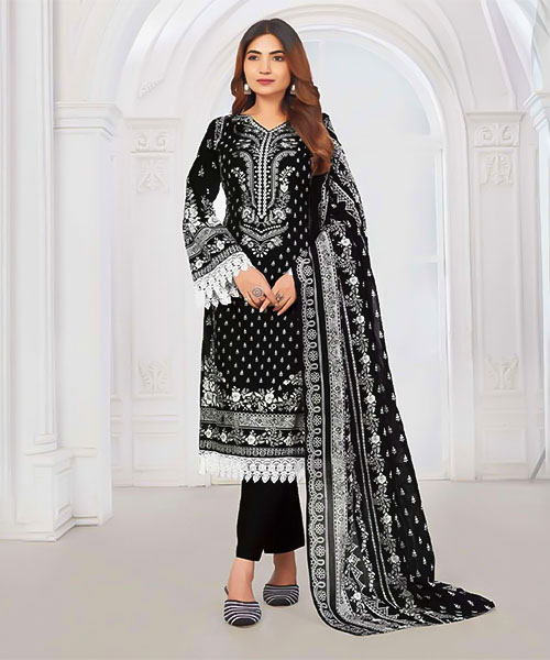 Black  Lawn Cotton Casual Wear Salwar Kameez in bristol